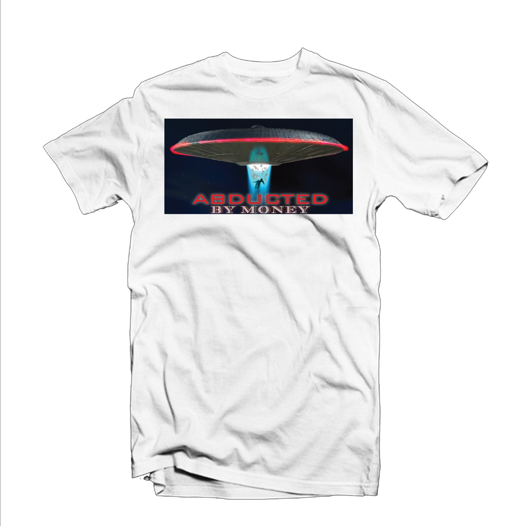 "Abducted by Money" T Shirt (White/Red/Blue)