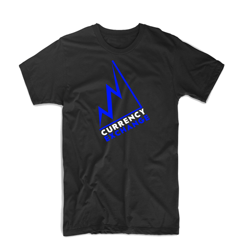 Currency Exchange "Stock Rise" Bold T Shirt (Black/Royal Blue/White)
