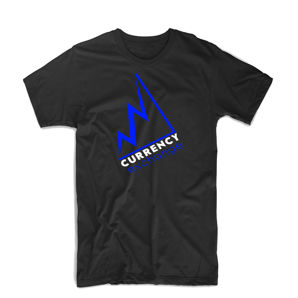 Currency Exchange "Stock Rise" T Shirt (Black/Royal Blue/White)