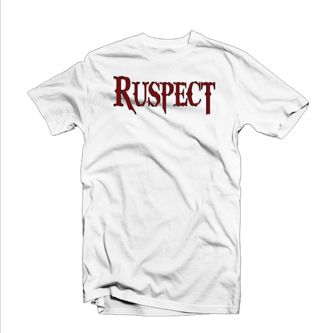 Ruspect "Original" T Shirt (White/Black Outline/Burgundy)
