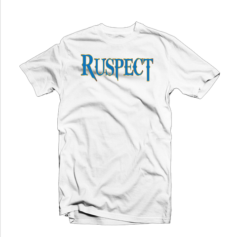 Ruspect "Original" T Shirt (White/Yellow Outline/Light Blue)