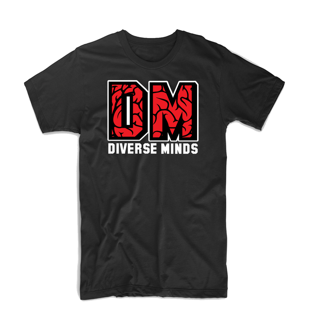 Diverse Minds "DM" T Shirt (Black/White/Red)