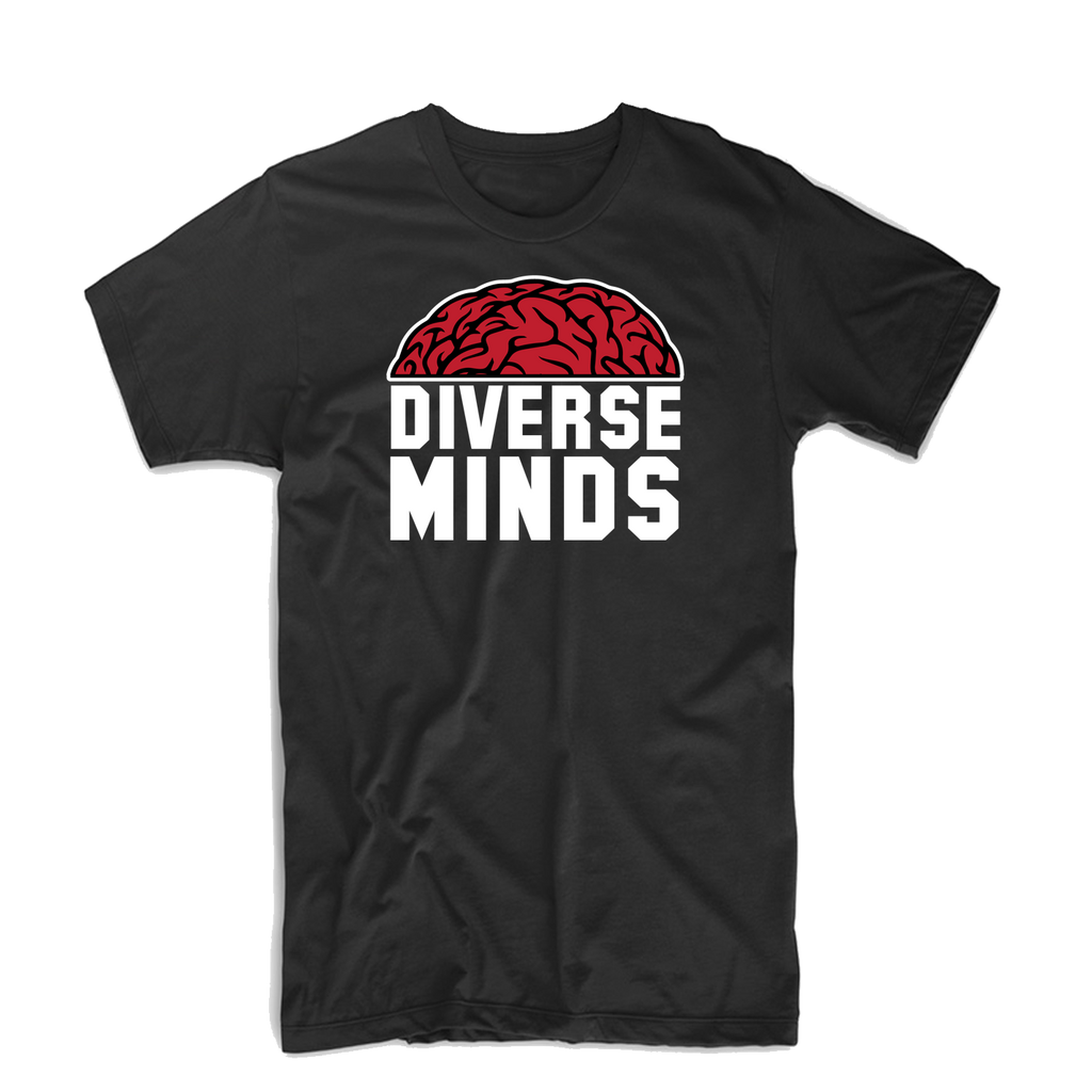 Diverse Minds "Top Brain" T Shirt (Black/White/Burgundy)