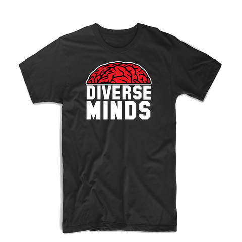 Diverse Minds "Top Brain" T Shirt (Black/White/Red)