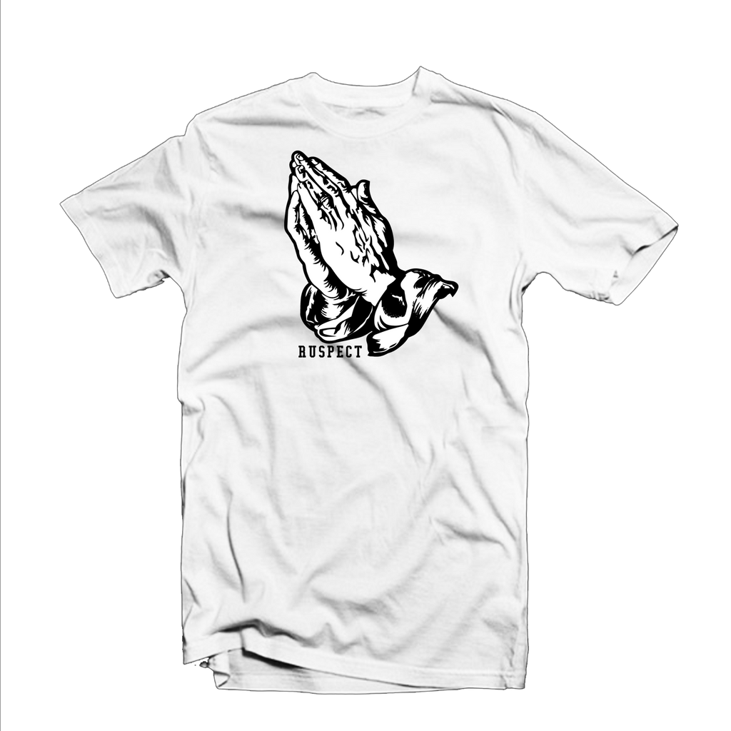 Ruspect "Praying Hands" T Shirt (White/Black)