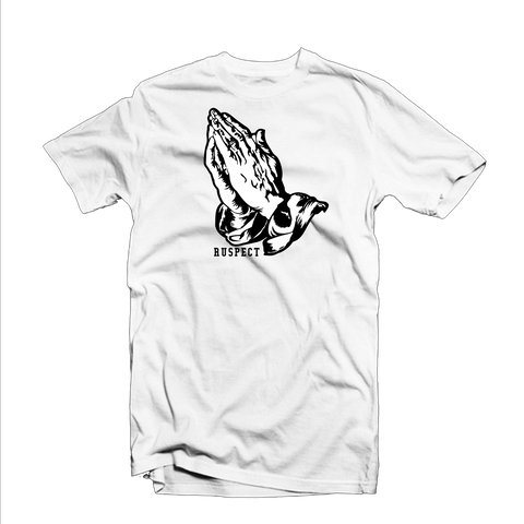 Ruspect "Praying Hands" T Shirt (White/Black)