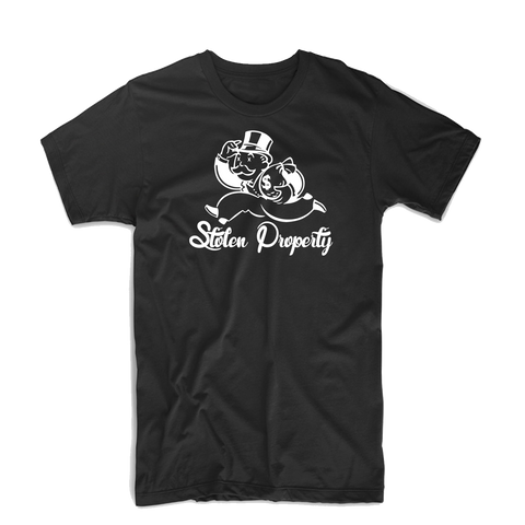 "Stolen Property" T Shirt (Black/White)
